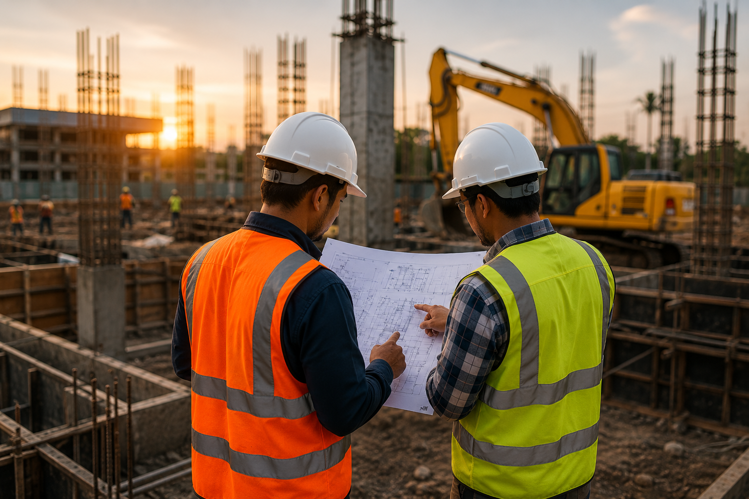 Suncore OC construction team reviewing project plans